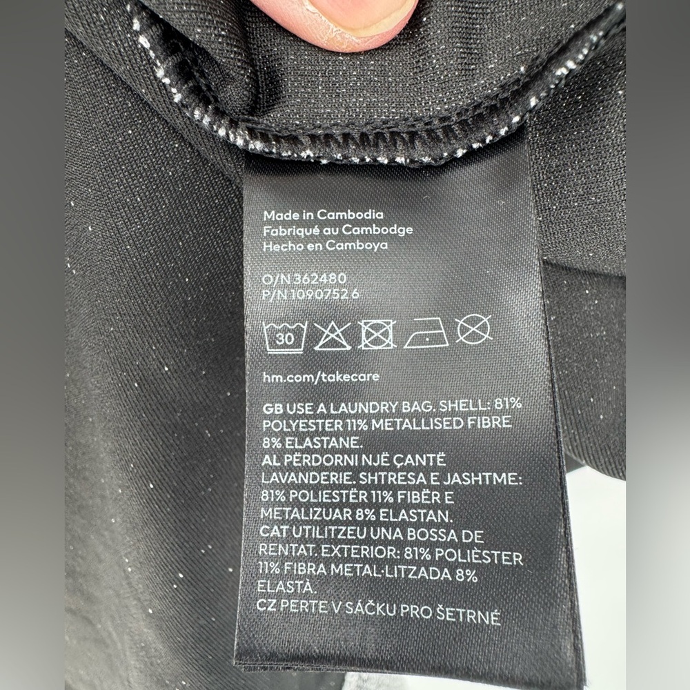 H&M Divided silver gray glitter V-cut thin strap bodycon mini dress size M‎ NWT - Picture 9 of 10